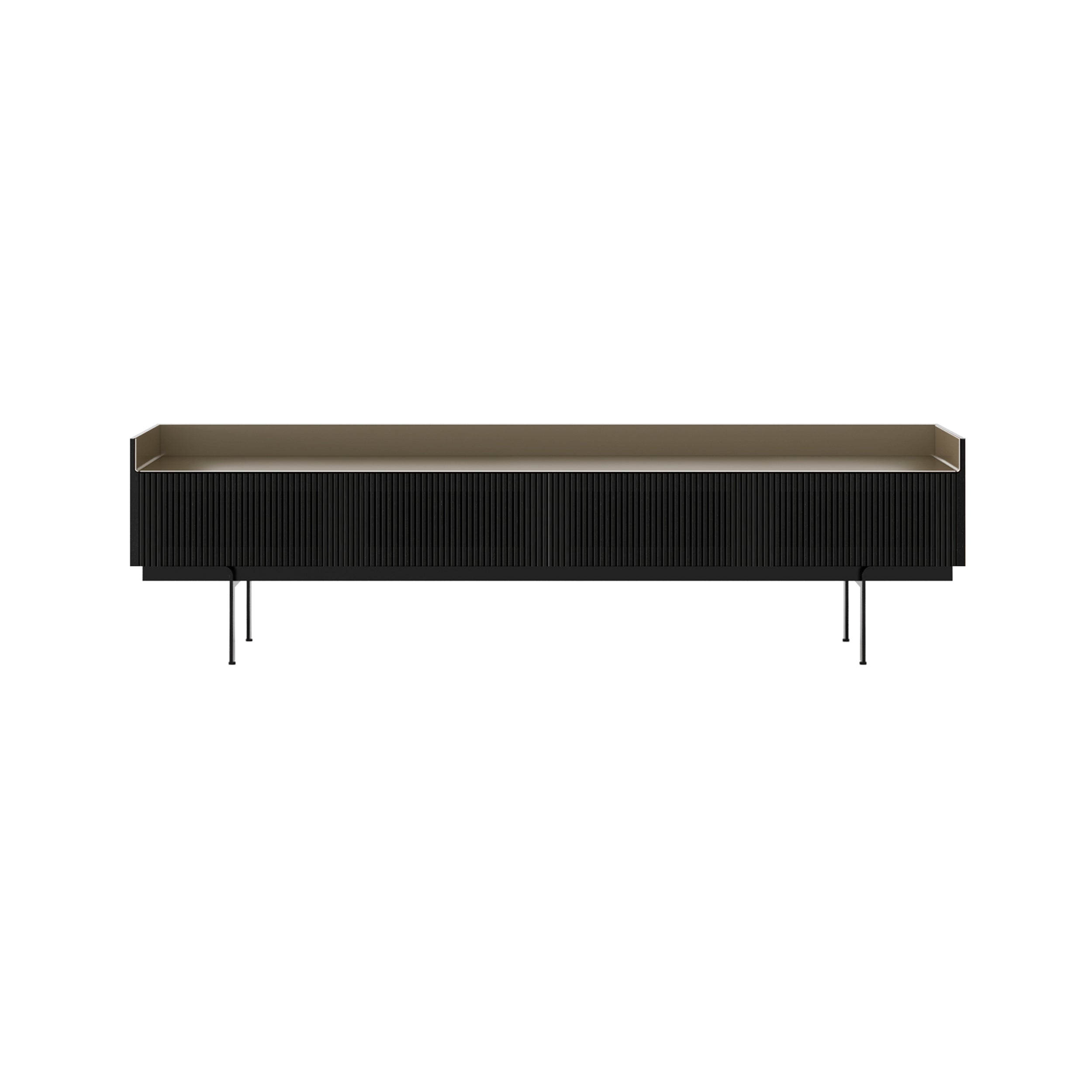 Stockholm STH454 Slim Sideboard: Composition 3 + Ebony Stained Oak + Anodized Aluminum Bronze + Black