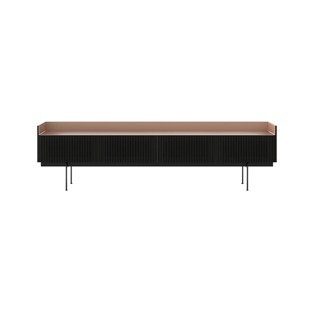 Stockholm STH454 Slim Sideboard: Composition 3 + Ebony Stained Oak + Anodized Aluminum Pale Rose + Black