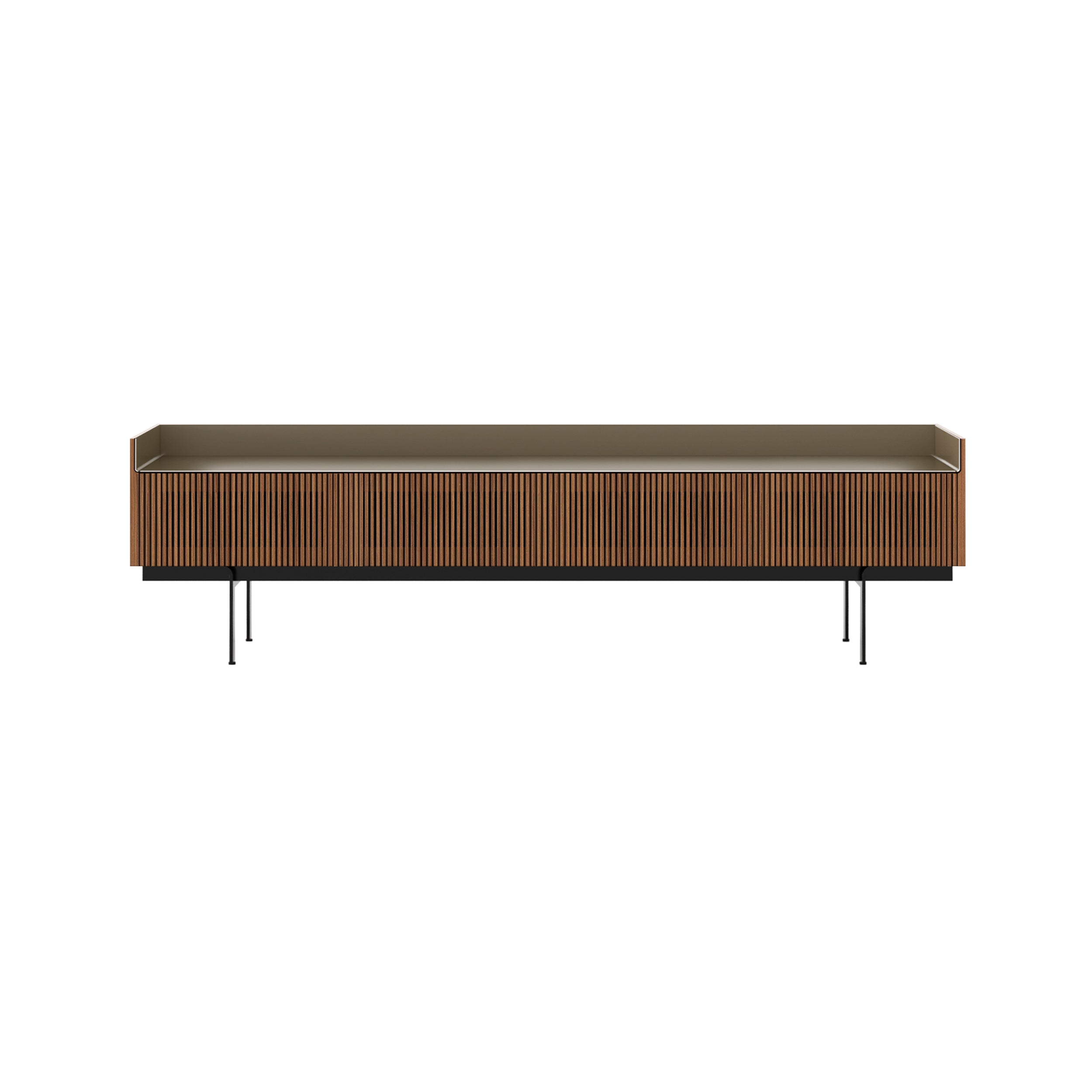 Stockholm STH454 Slim Sideboard: Composition 3 + Walnut Stained Walnut + Anodized Aluminum Bronze + Black