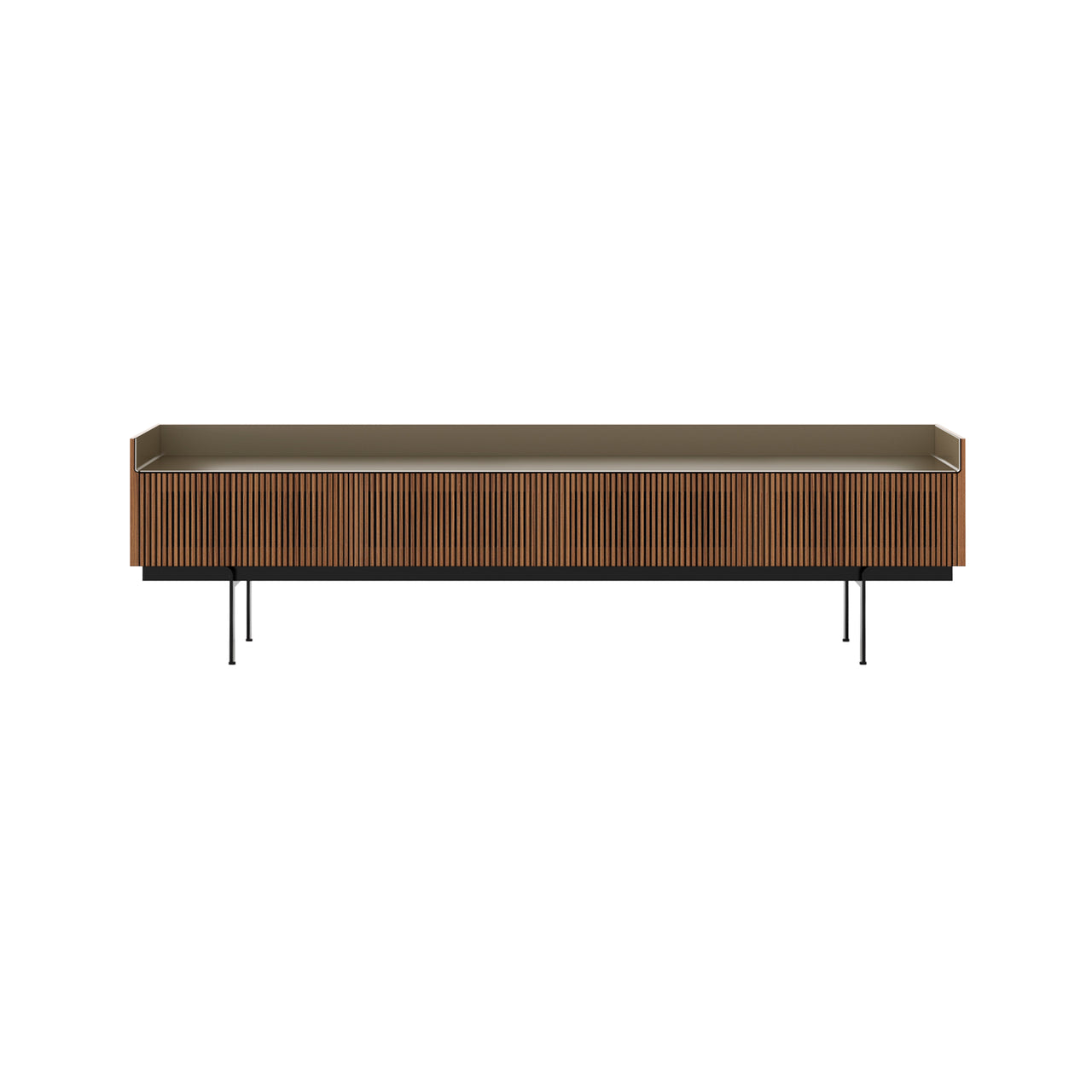 Stockholm STH454 Slim Sideboard: Composition 3 + Walnut Stained Walnut + Anodized Aluminum Bronze + Black