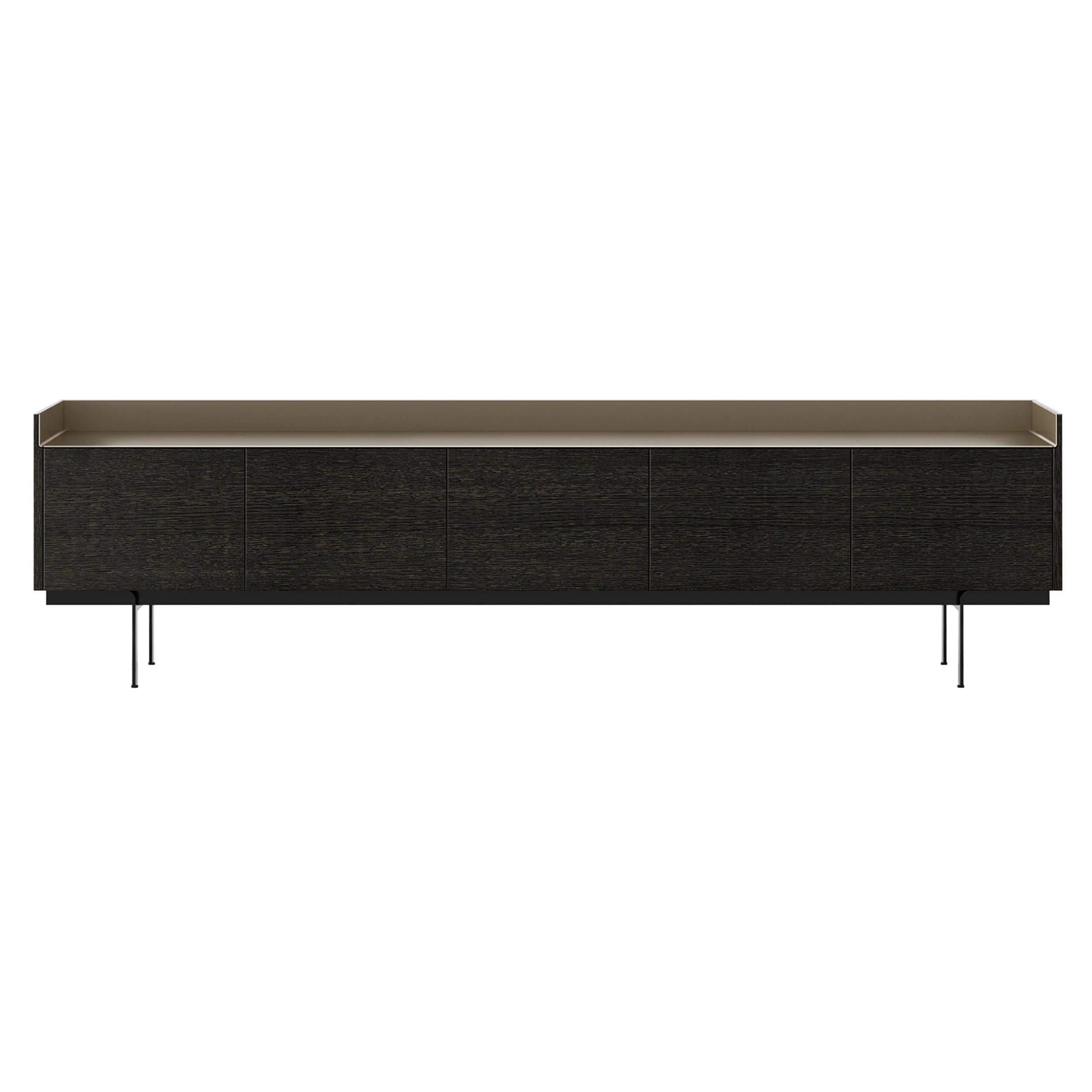 Stockholm Sideboard: STH503 + Dark Grey Stained Oak + Anodized Aluminum Bronze + Black