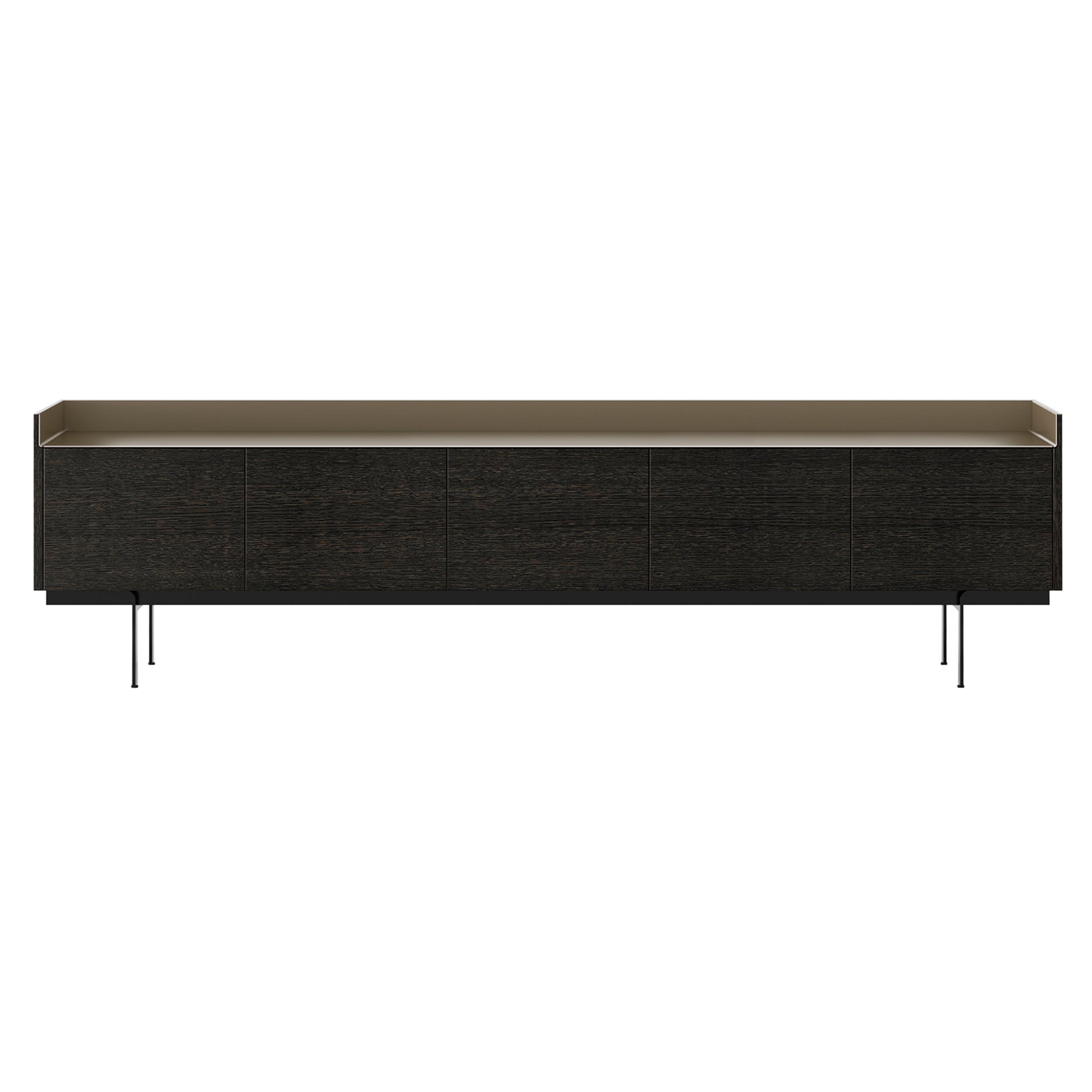 Stockholm STH503 Sideboard: Composition 3 + Dark Grey Stained Oak + Anodized Aluminum Bronze + Black