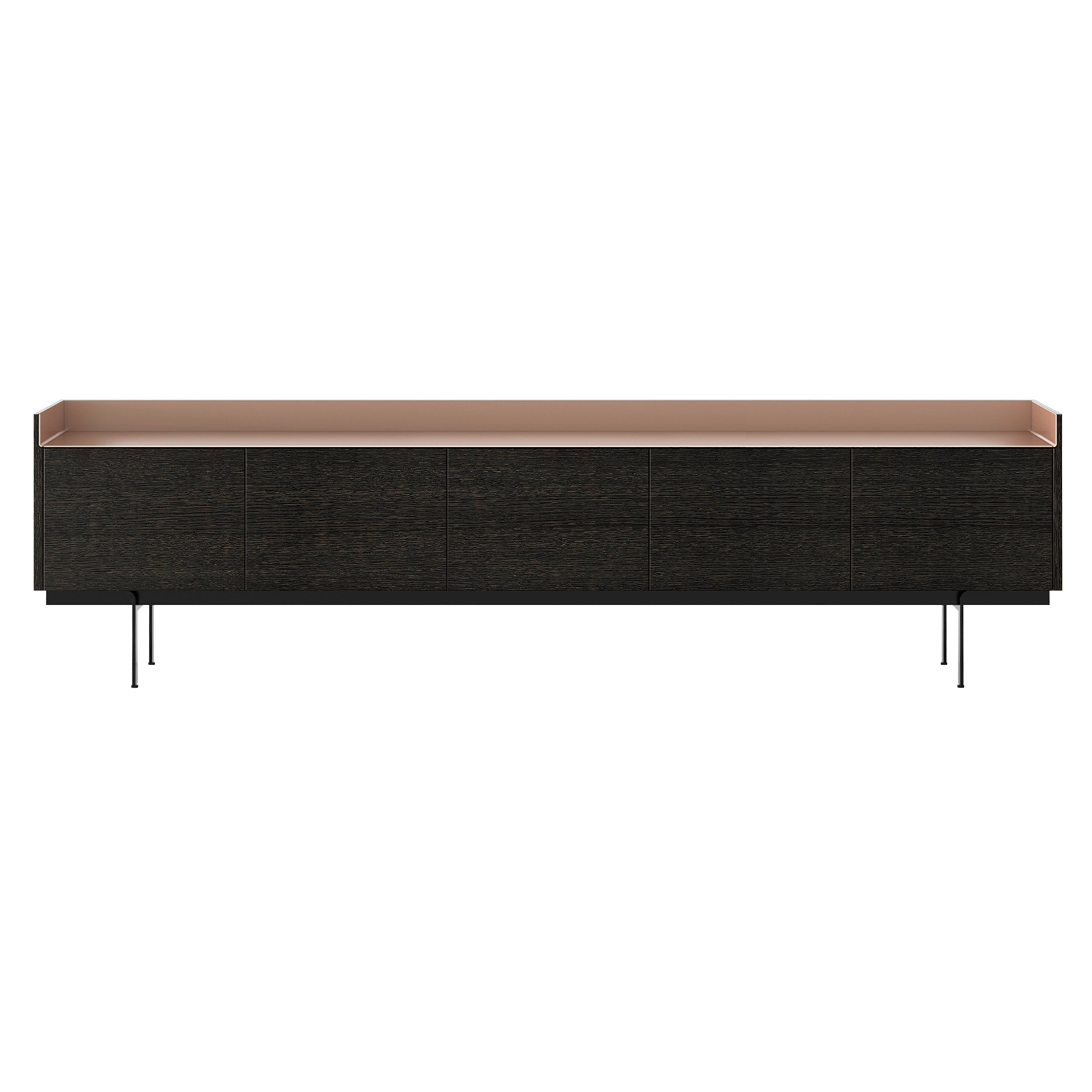 Stockholm Sideboard: STH503 + Dark Grey Stained Oak + Anodized Aluminum Pale Rose + Black