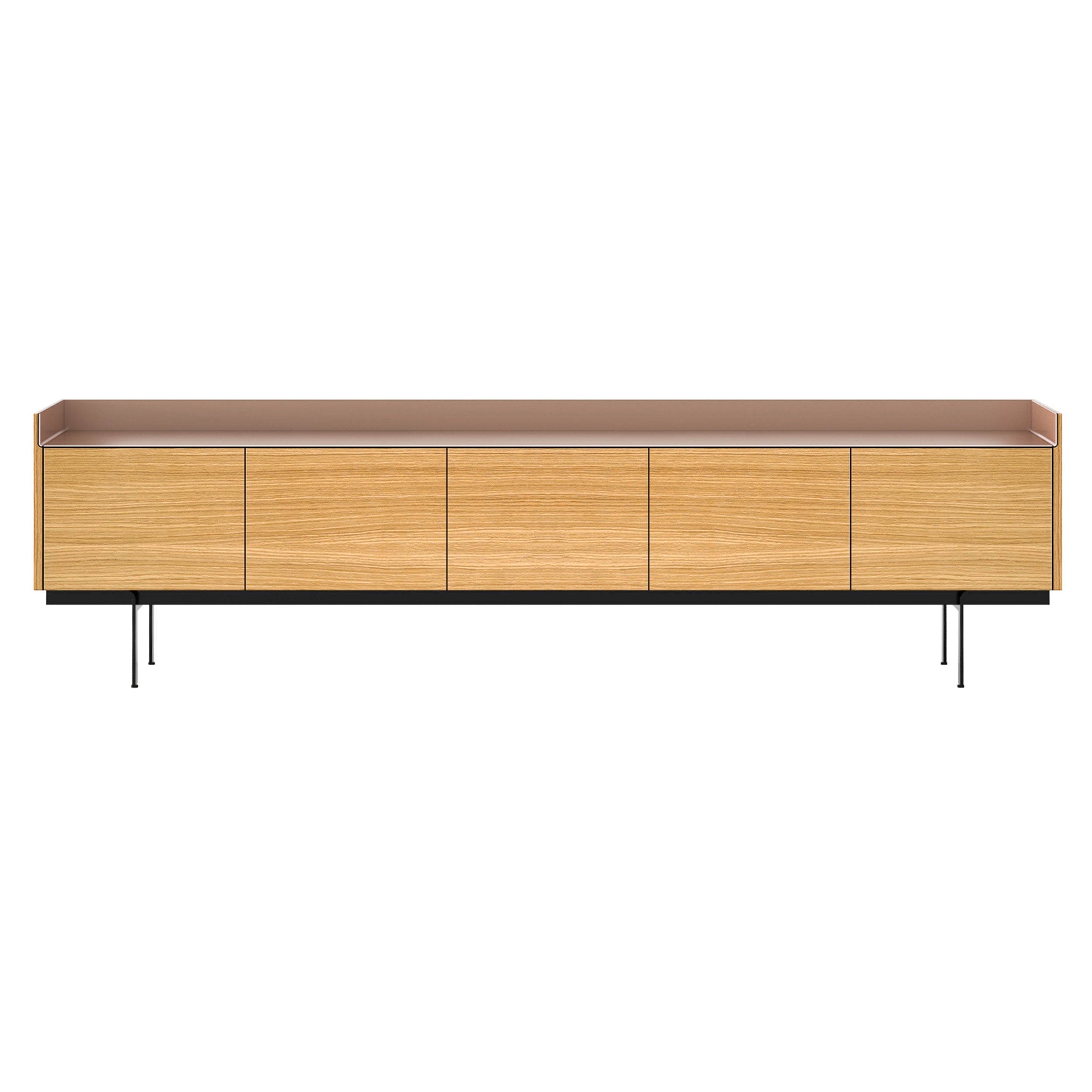 Stockholm Sideboard: STH503 + Super-Matt Oak + Anodized Aluminum Pale Rose + Black