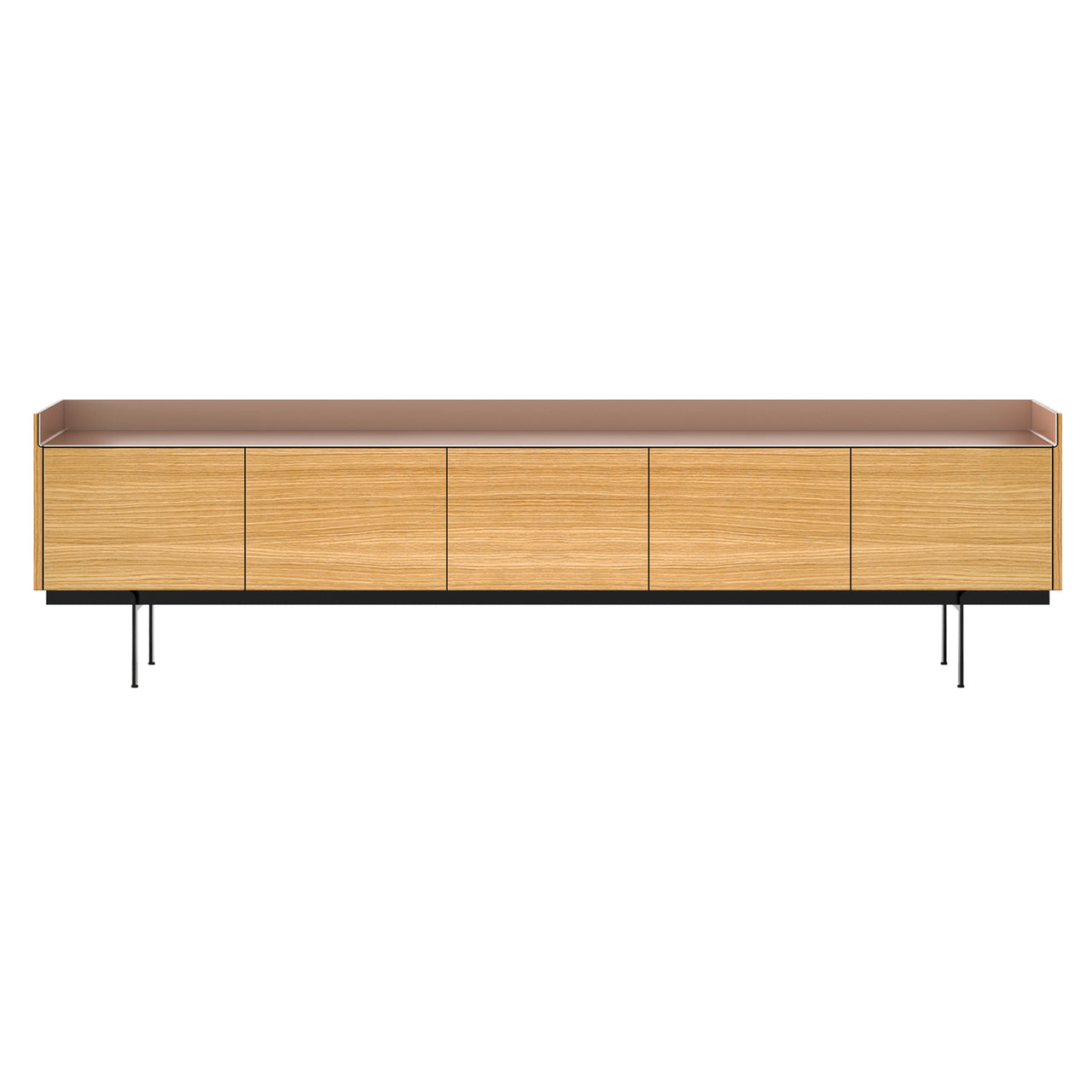 Stockholm Sideboard: STH503 + Super-Matt Oak + Anodized Aluminum Pale Rose + Black