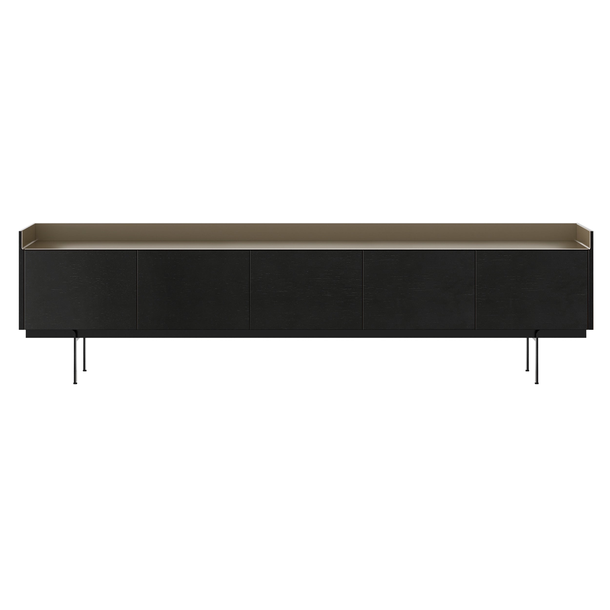 Stockholm Sideboard: STH503 + Ebony Stained Oak + Anodized Aluminum Bronze + Black