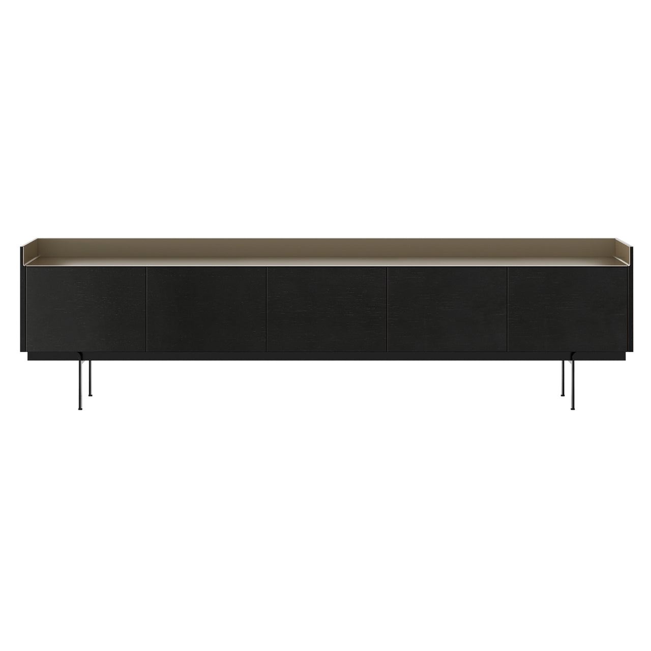 Stockholm STH503 Sideboard: Composition 3 + Ebony Stained Oak + Anodized Aluminum Bronze + Black