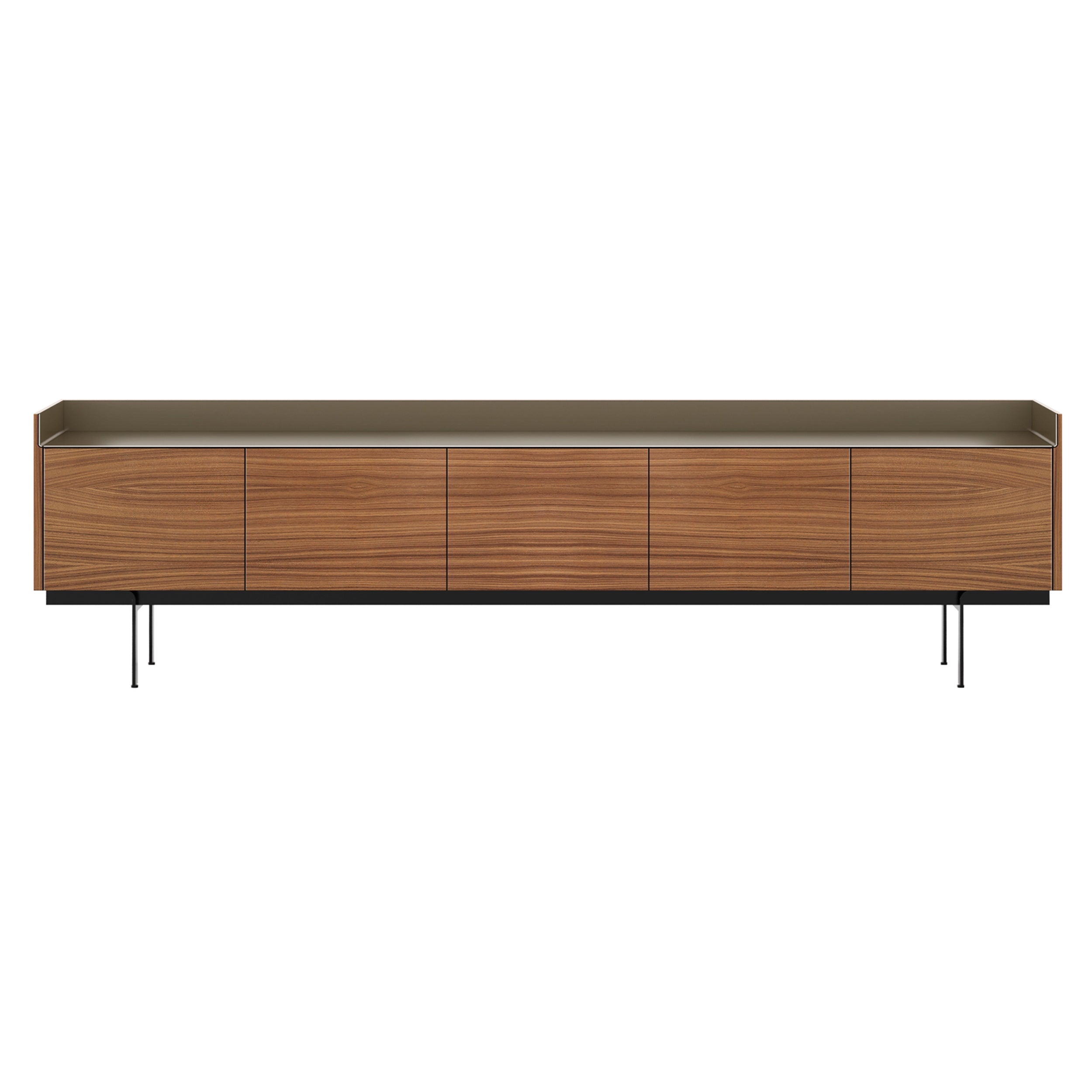 Stockholm Sideboard: STH503 + Walnut Stained Walnut + Anodized Aluminum Bronze + Black