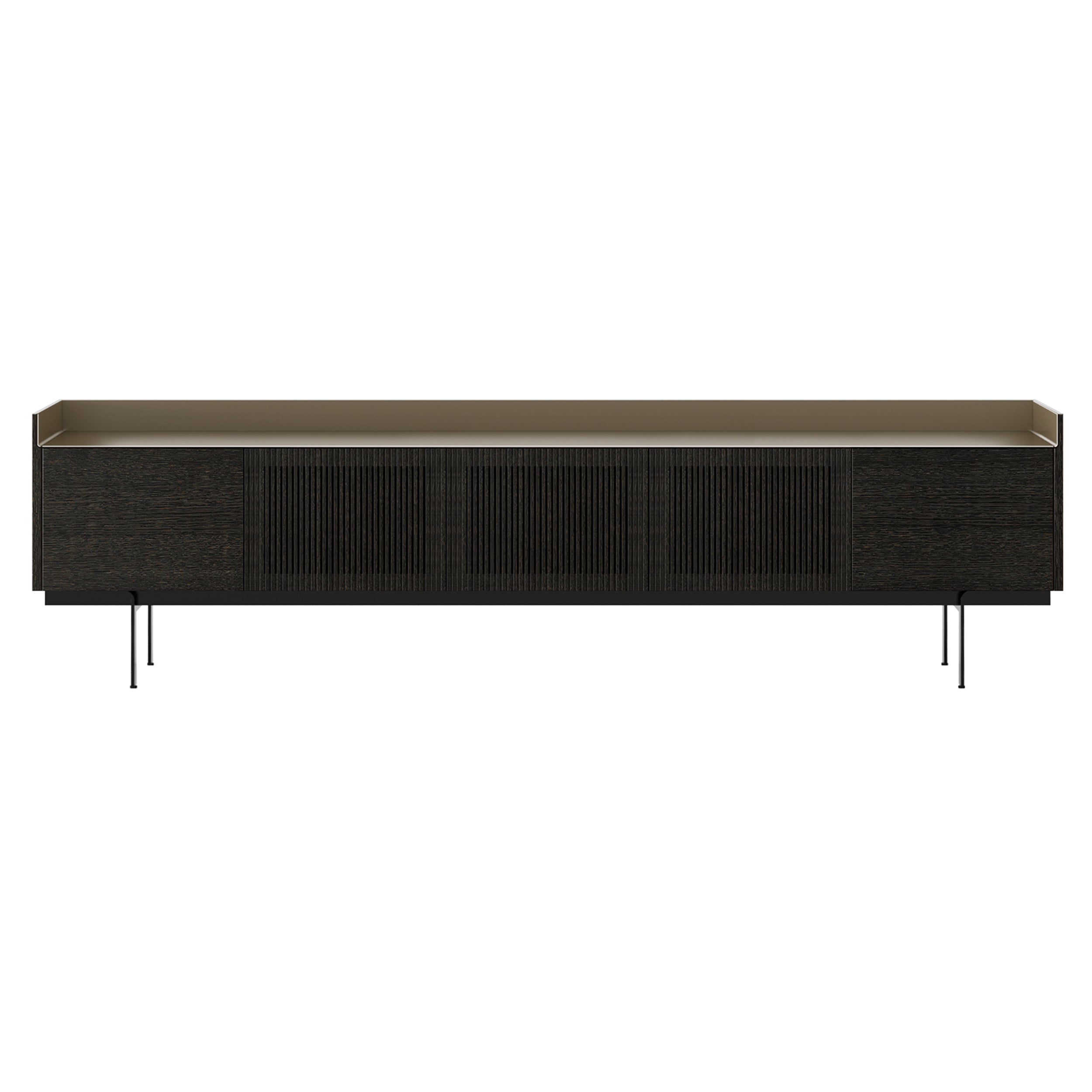 Stockholm STH504 Technic Sideboard: Composition 3 + Dark Grey Stained Oak + Anodized Aluminum Bronze + Black