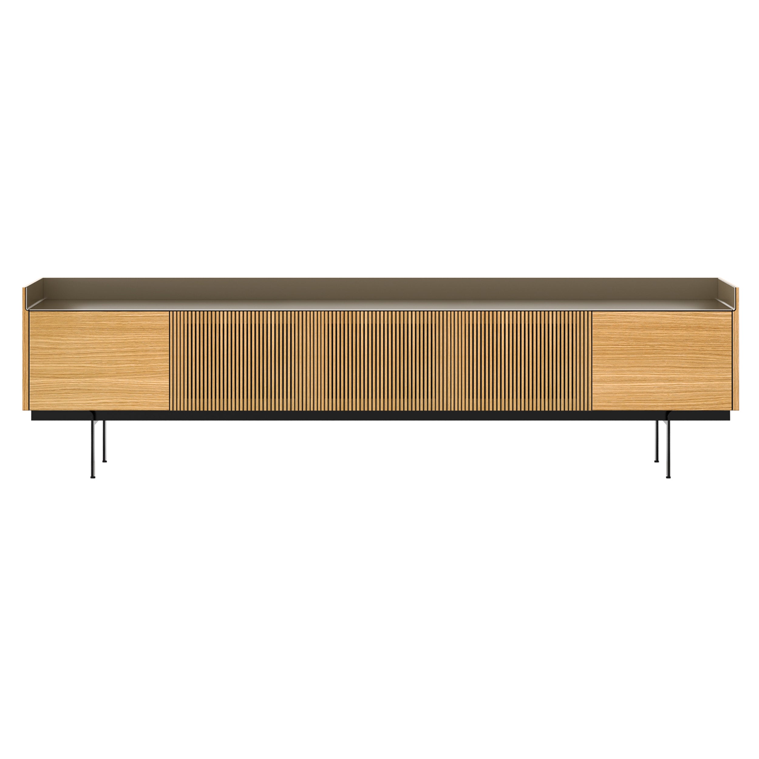 Stockholm STH504 Technic Sideboard: Composition 3 + Super-Matt Oak + Anodized Aluminum Bronze + Black