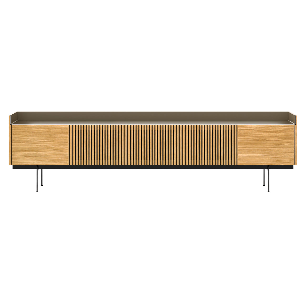 Stockholm STH504 Technic Sideboard: Composition 3 + Super-Matt Oak + Anodized Aluminum Bronze + Black