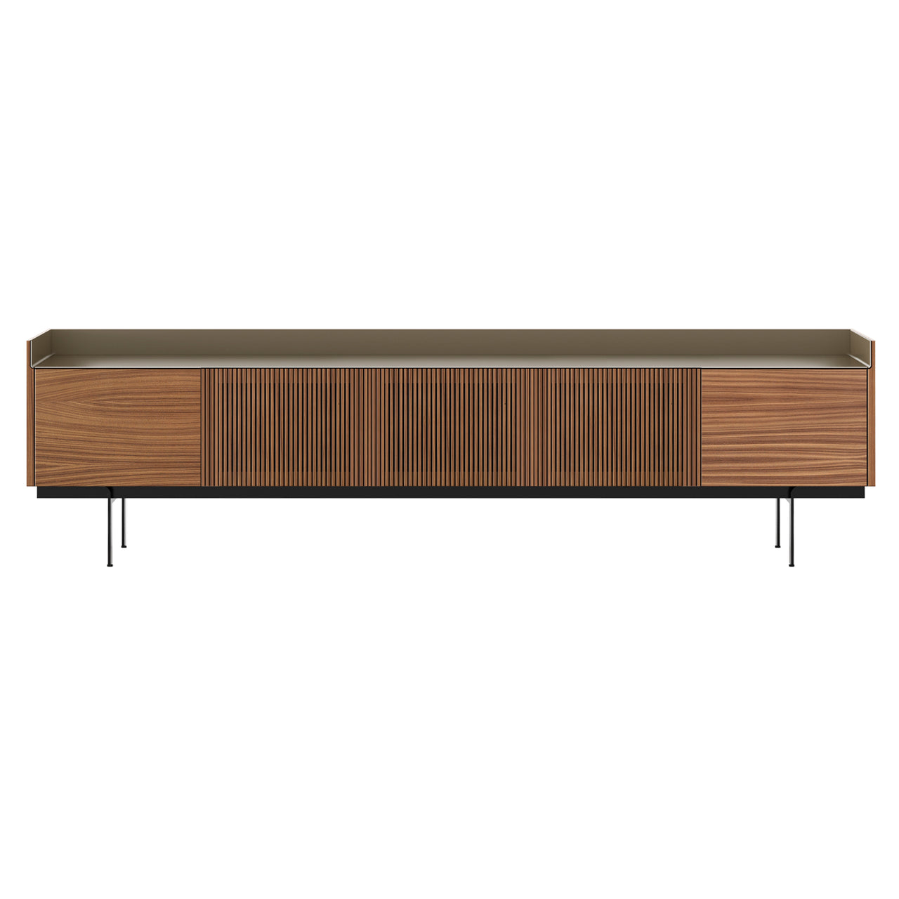 Stockholm STH504 Technic Sideboard: Composition 3 + Walnut Stained Walnut + Anodized Aluminum Bronze + Black