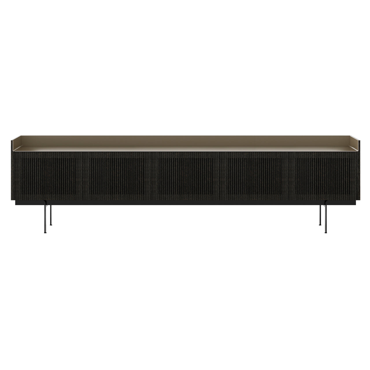 Stockholm STH507 Technic Sideboard: Composition 3 + Dark Grey Stained Oak + Anodized Aluminum Bronze + Black