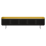 Stockholm STH507 Technic Sideboard: Composition 3 + Dark Grey Stained Oak + Anodized Aluminum Gold + Black