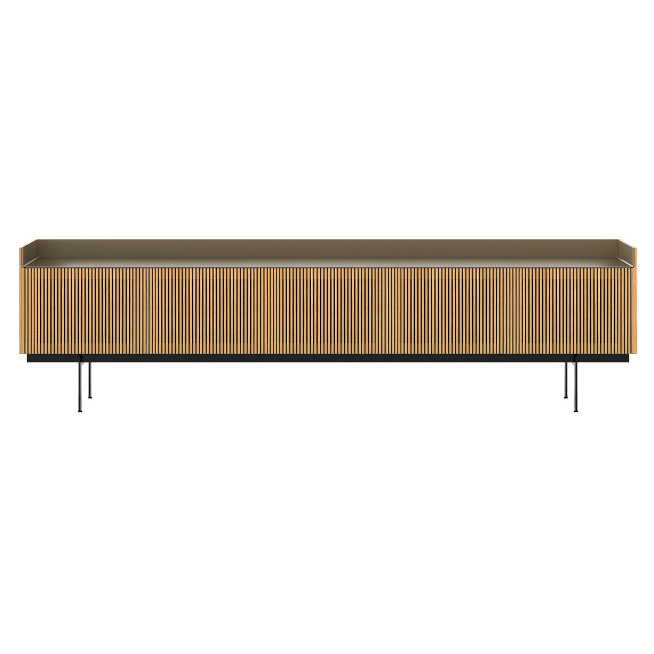 Stockholm STH507 Technic Sideboard: Composition 3 + Super-Matt Oak + Anodized Aluminum Bronze + Black