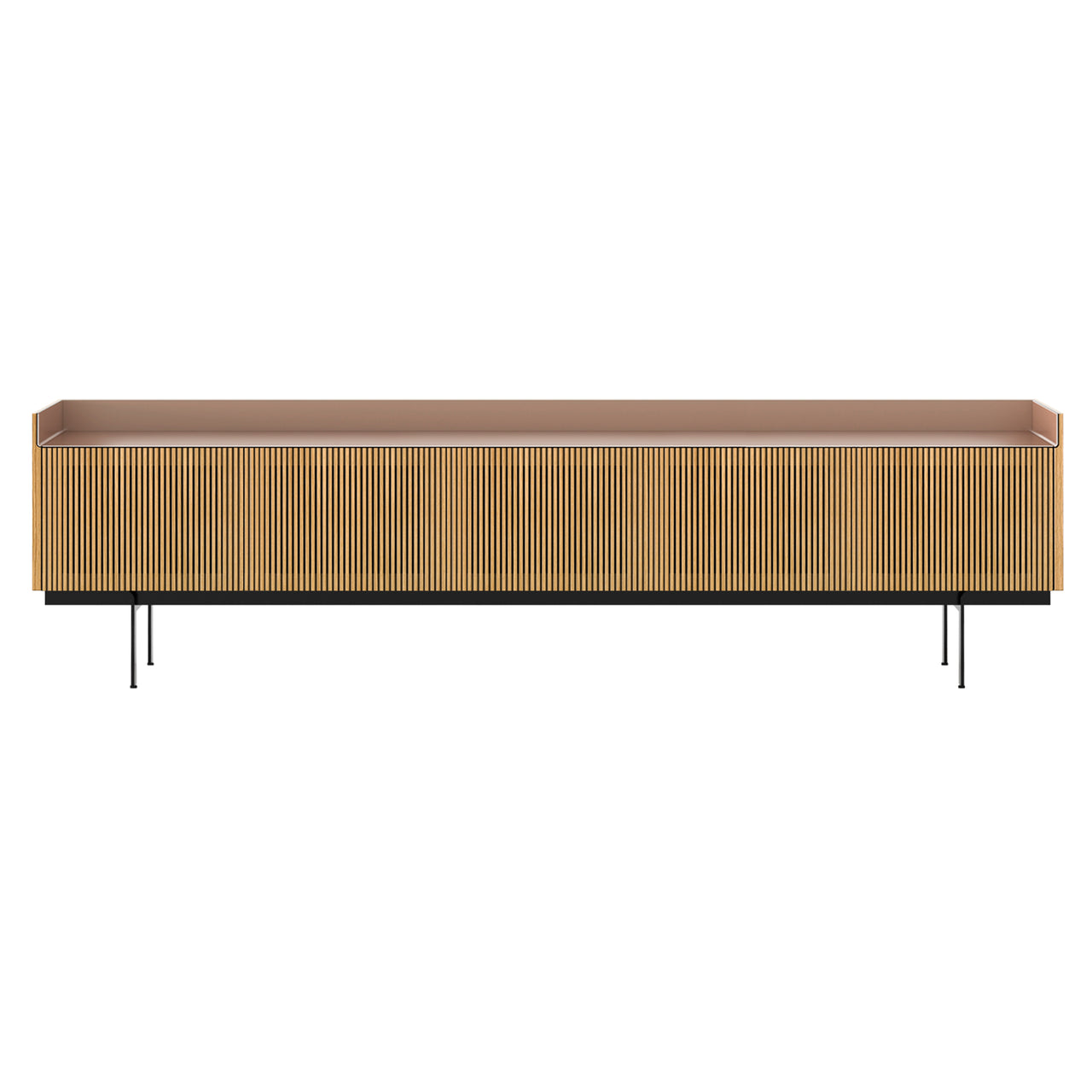 Stockholm STH507 Technic Sideboard: Composition 3 + Super-Matt Oak + Anodized Aluminum Pale Rose + Black