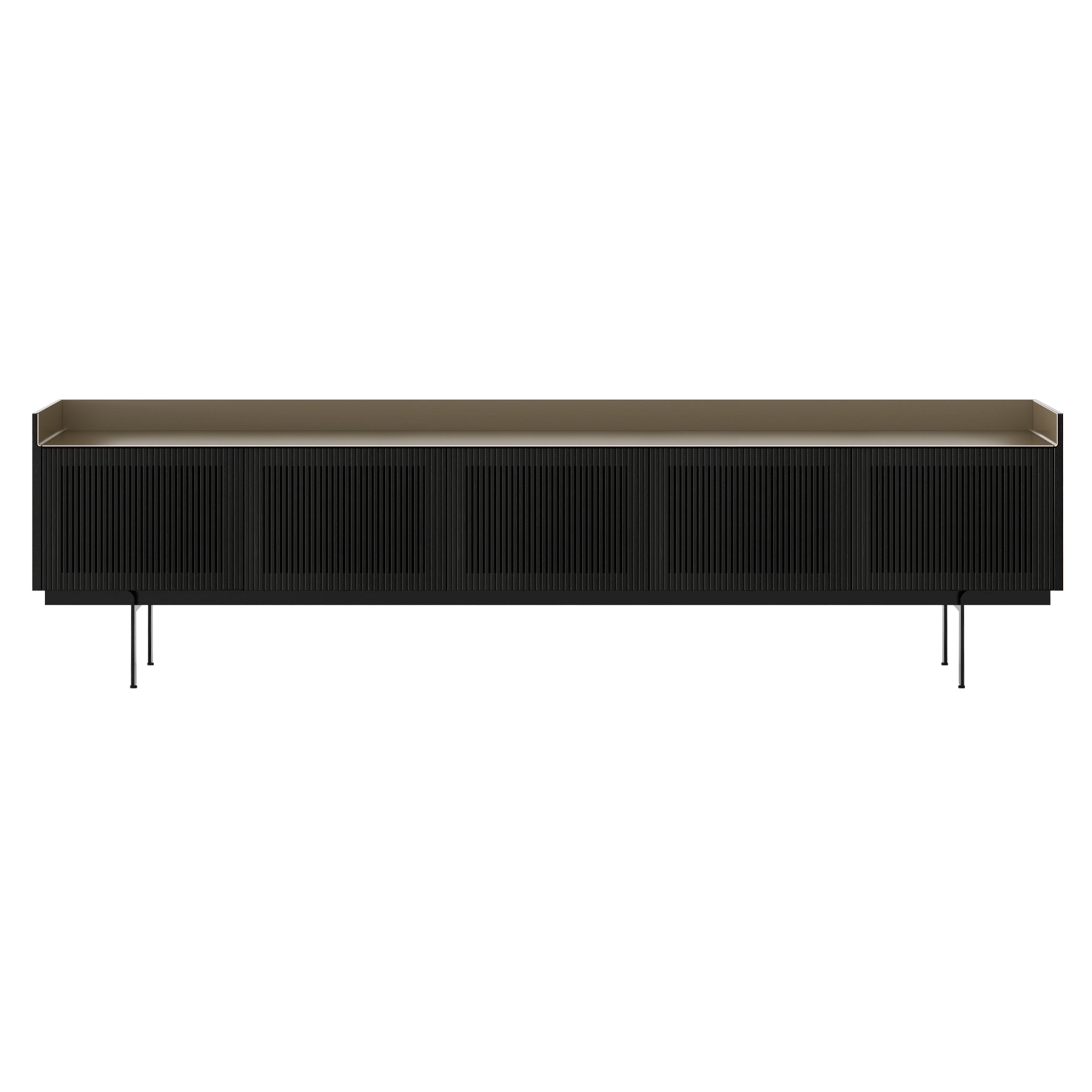 Stockholm STH507 Technic Sideboard: Composition 3 + Ebony Stained Oak + Anodized Aluminum Bronze + Black