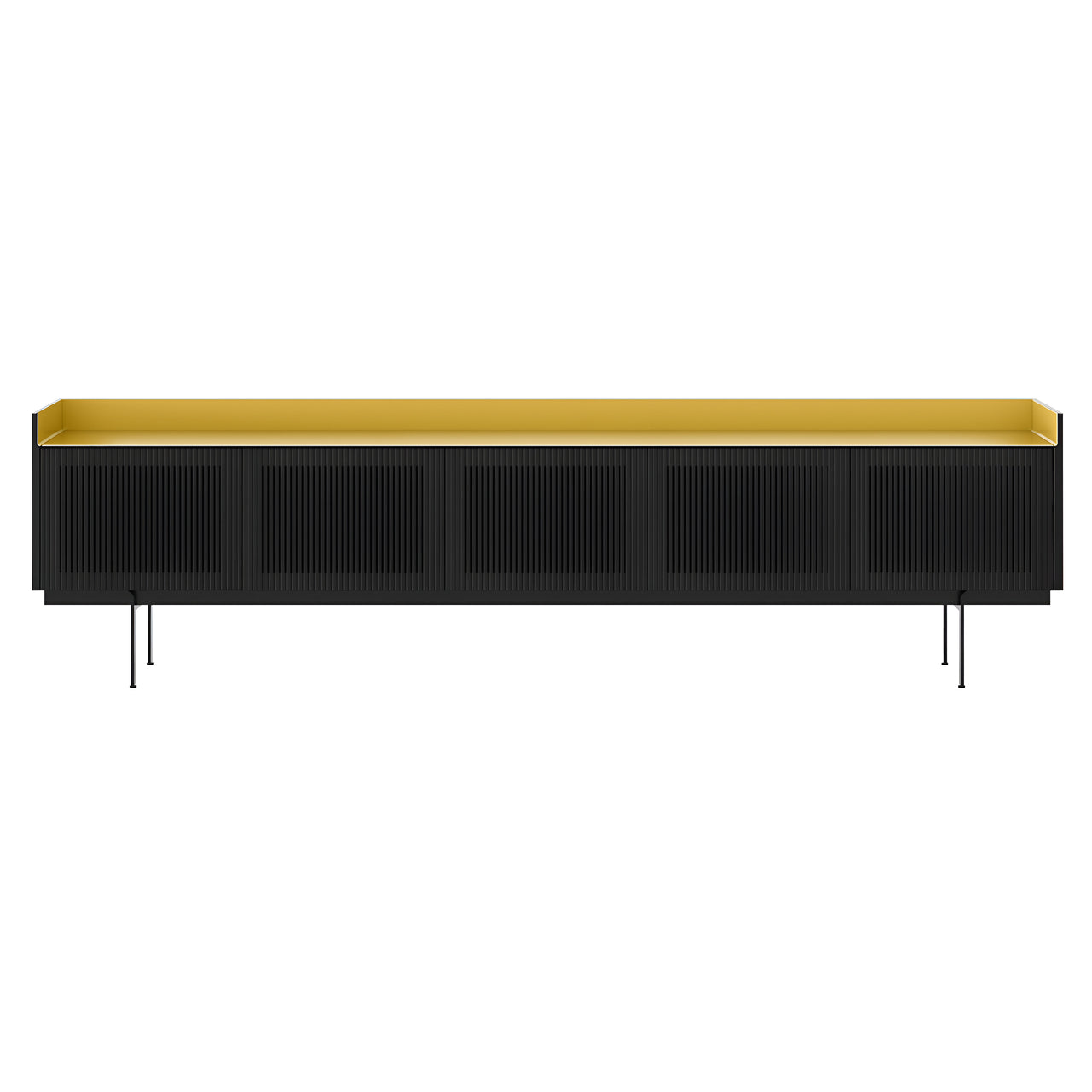 Stockholm STH507 Technic Sideboard: Composition 3 + Ebony Stained Oak + Anodized Aluminum Gold + Black