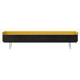 Stockholm STH553 Slim Sideboard: Composition 3 + Dark Grey Stained Oak + Anodized Aluminum Gold + Black