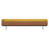 Stockholm STH553 Slim Sideboard: Composition 3 + Super-Matt Walnut + Anodized Aluminum Gold + Black