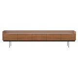 Stockholm STH553 Slim Sideboard: Composition 3 + Walnut Stained Walnut + Anodized Aluminum Pale Rose + Black