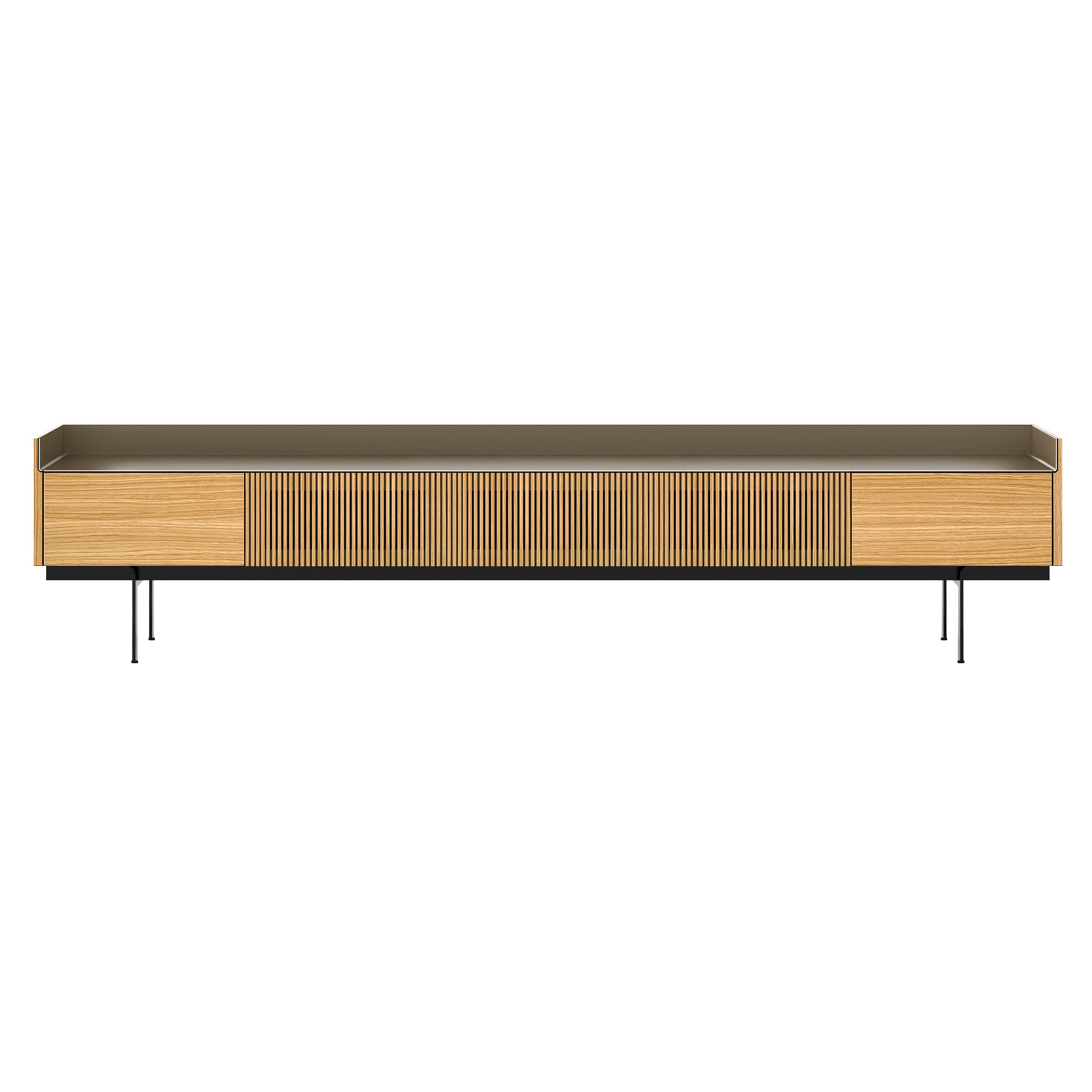 Stockholm STH556 Slim Sideboard: Composition 3 + Super-Matt Oak + Anodized Aluminum Bronze + Black