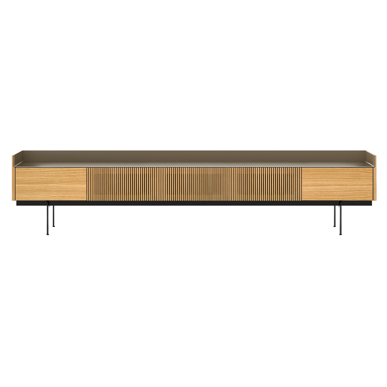 Stockholm STH556 Slim Sideboard: Composition 3 + Super-Matt Oak + Anodized Aluminum Bronze + Black