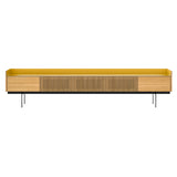 Stockholm STH556 Slim Sideboard: Composition 3 + Super-Matt Oak + Anodized Aluminum Gold + Black
