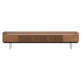 Stockholm STH556 Slim Sideboard: Composition 3 + Walnut Stained Walnut + Anodized Aluminum Pale Rose + Black