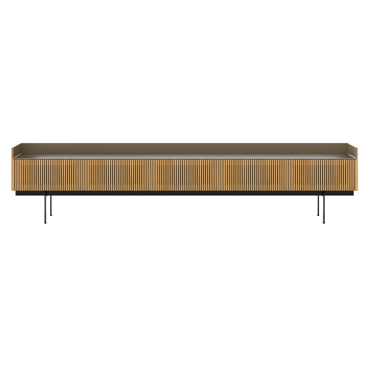 Stockholm STH557 Slim Sideboard: Composition 3 + Super-Matt Oak + Anodized Aluminum Bronze + Black
