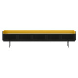 Stockholm STH557 Slim Sideboard: Composition 3 + Ebony Stained Oak + Anodized Aluminum Gold + Black
