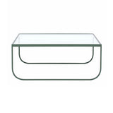 Tati Large Coffee Table: High + Glass Top + Transparent Glass + Green Khaki