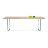 Tati Overhang Dining Table: Large + White Stained Oak + Nordic Blue