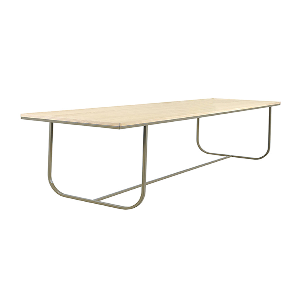 Tati Overhang Dining Table: Large + White Stained Oak + Nougat