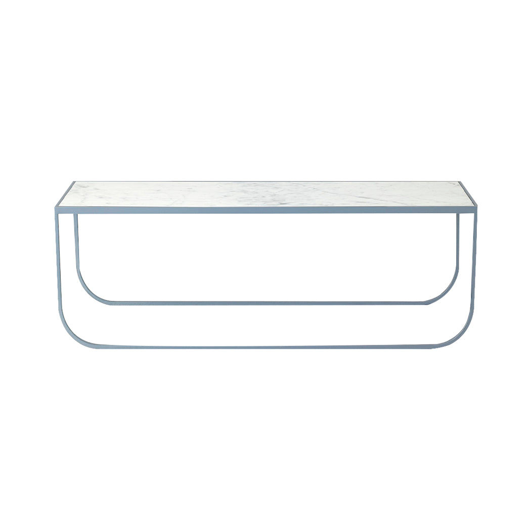 Tati Lounge Table: Large + Carrara Marble + Nordic Blue