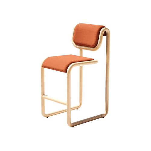 Tube Bar + Counter Stool: Upholstery + Counter + Tan + Vegan Leather Tan