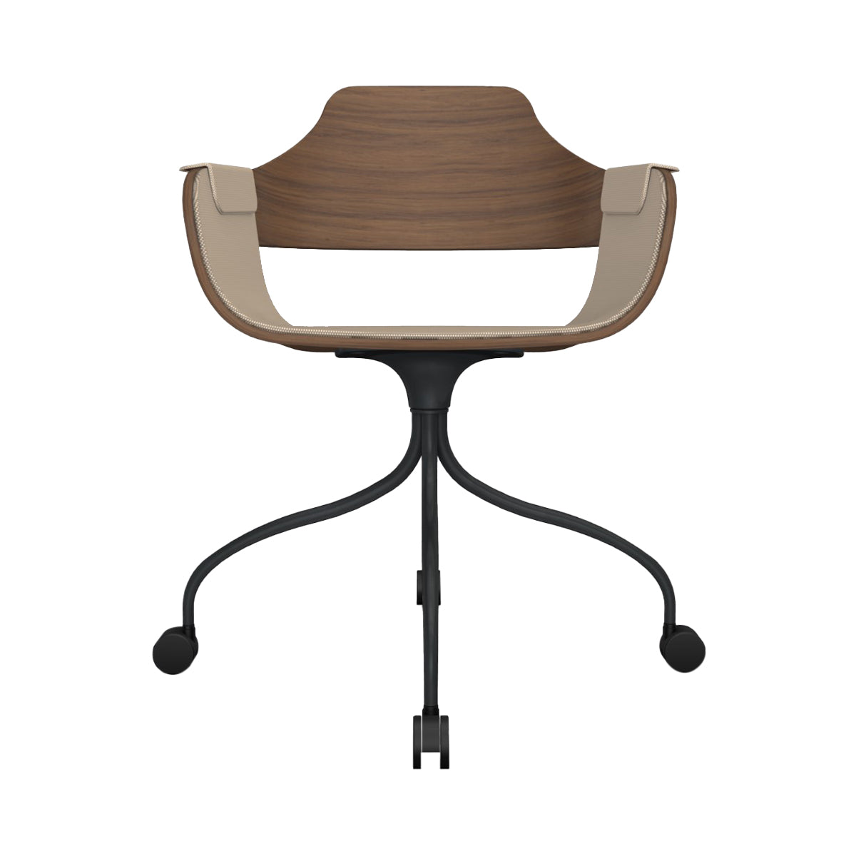 Showtime Chair with Wheel: Interior Seat + Armrest Upholstered + Anthracite Grey