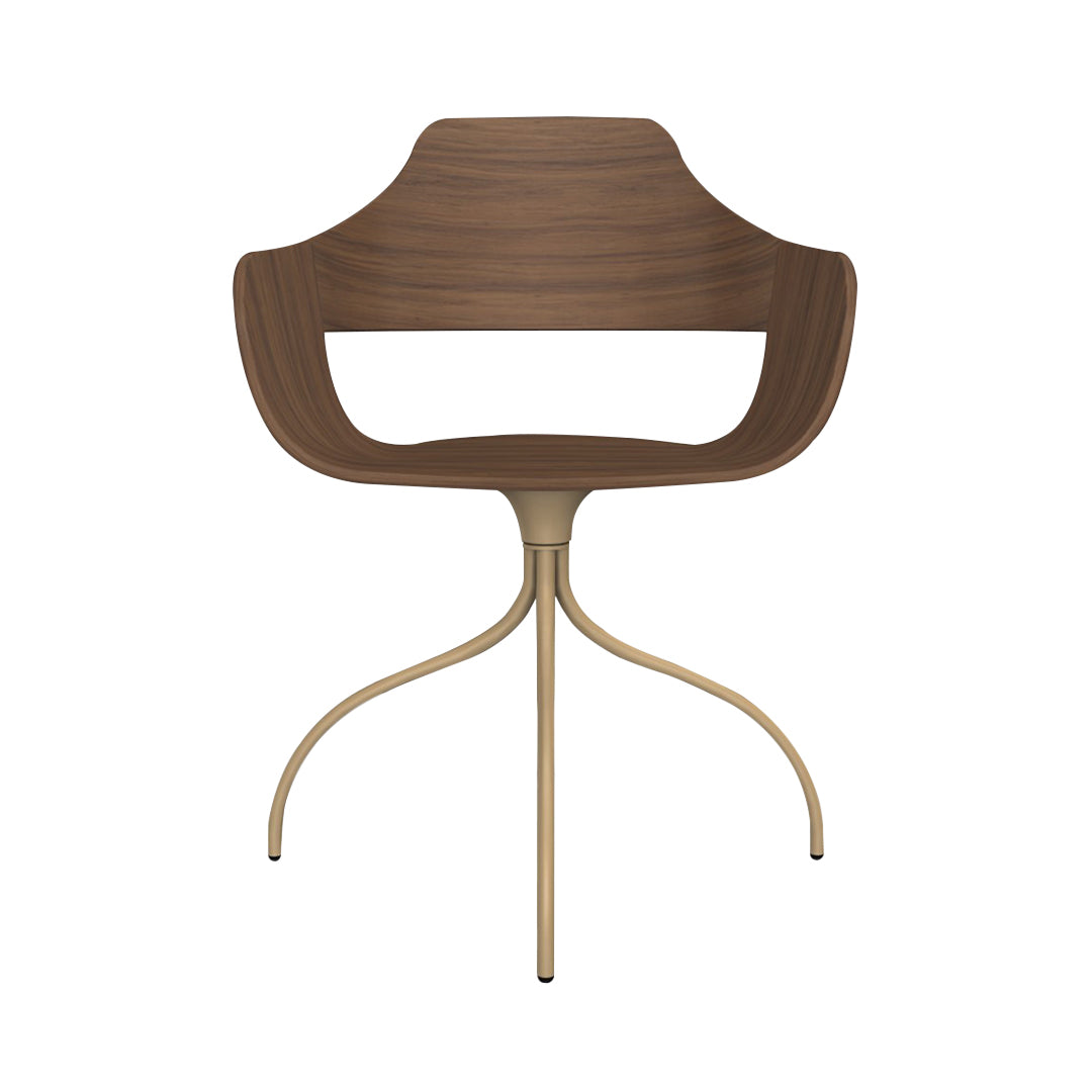 Showtime Chair with Swivel Base: Walnut + Beige