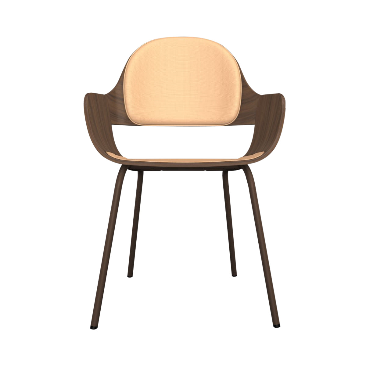 Showtime Nude Chair with Metal Base: Seat + Backrest Cushion + Walnut Nature Effect + Pale Brown