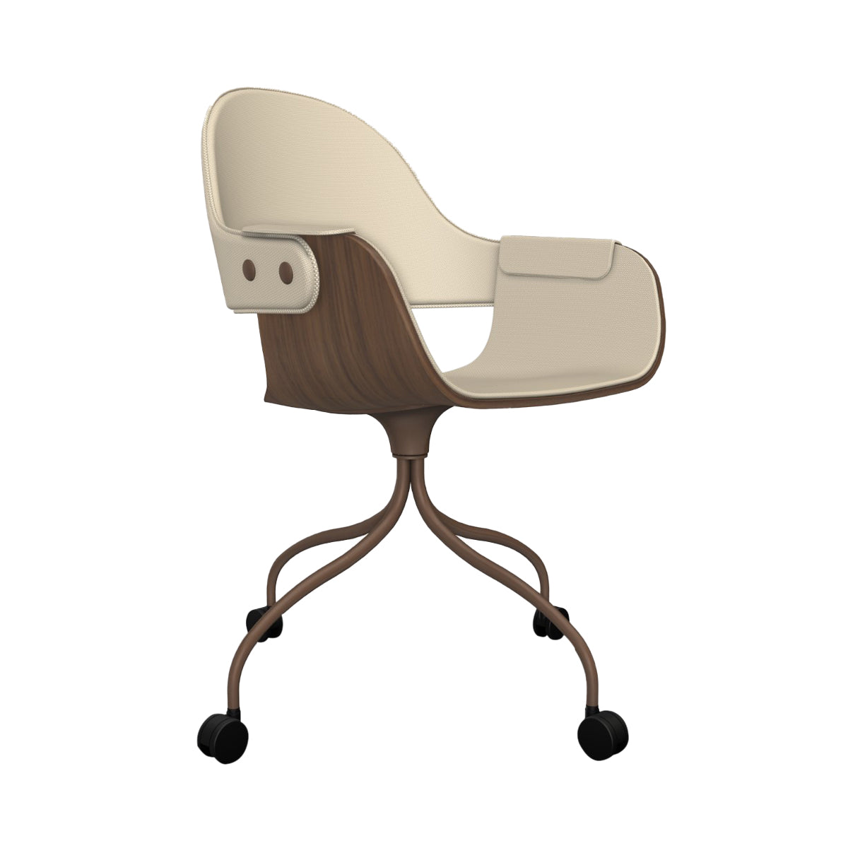 Showtime Nude Chair with Wheel: Full Upholstered + Walnut Nature Effect + Pale Brown