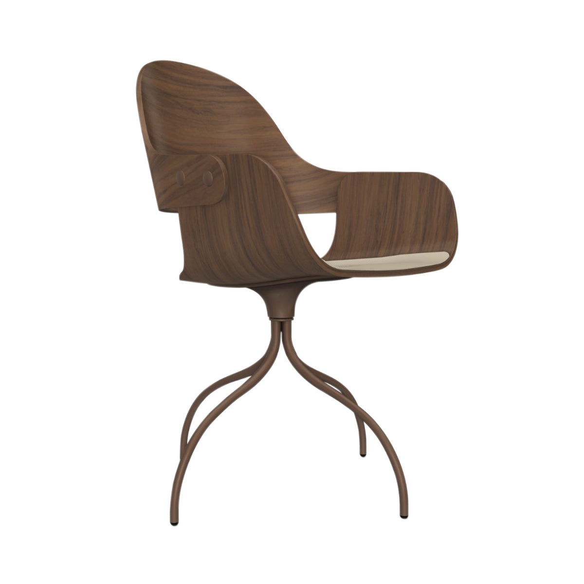 Showtime Nude Chair with Swivel Base: Seat Upholstered + Walnut + Pale Brown