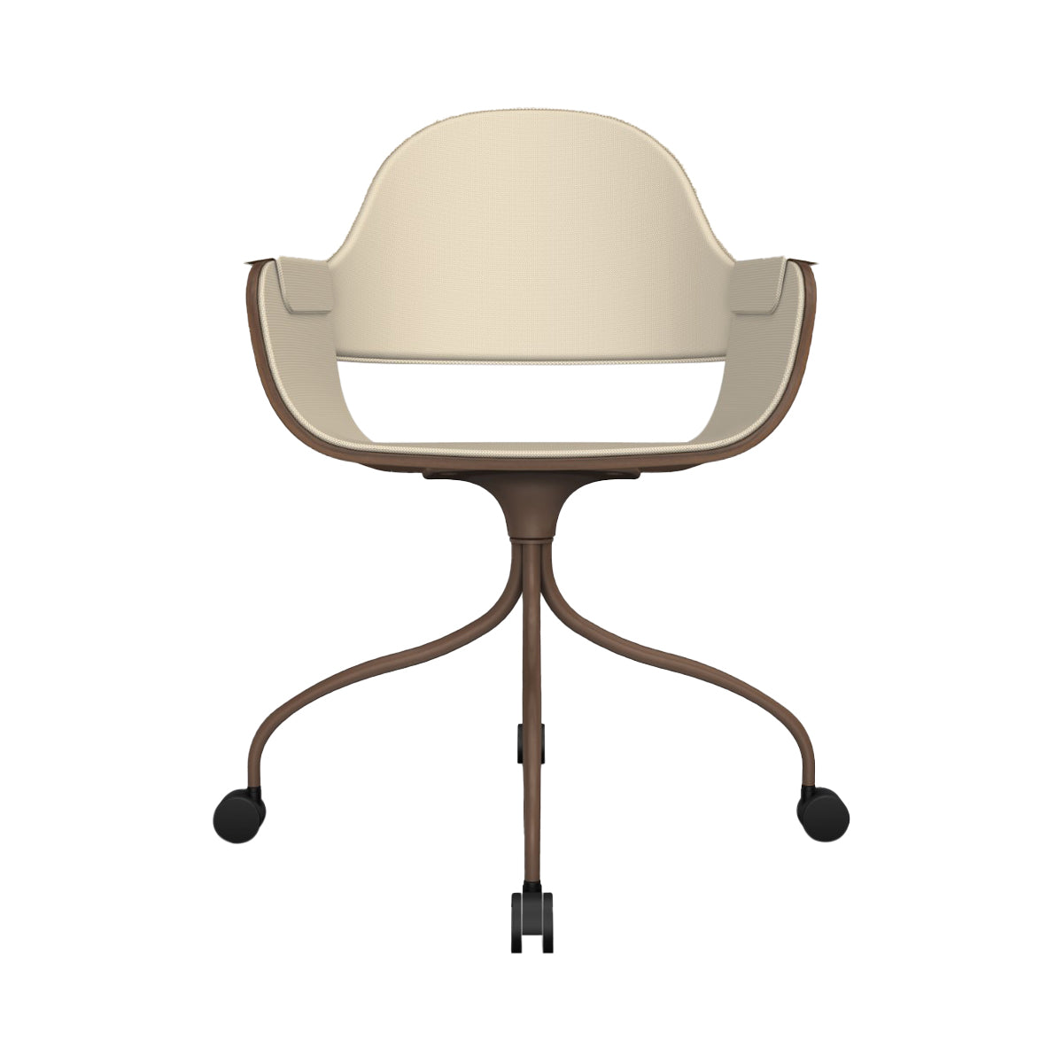 Showtime Nude Chair with Wheel: Full Upholstered + Walnut Nature Effect + Pale Brown