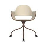 Showtime Nude Chair with Wheel: Full Upholstered + Walnut Nature Effect + Pale Brown