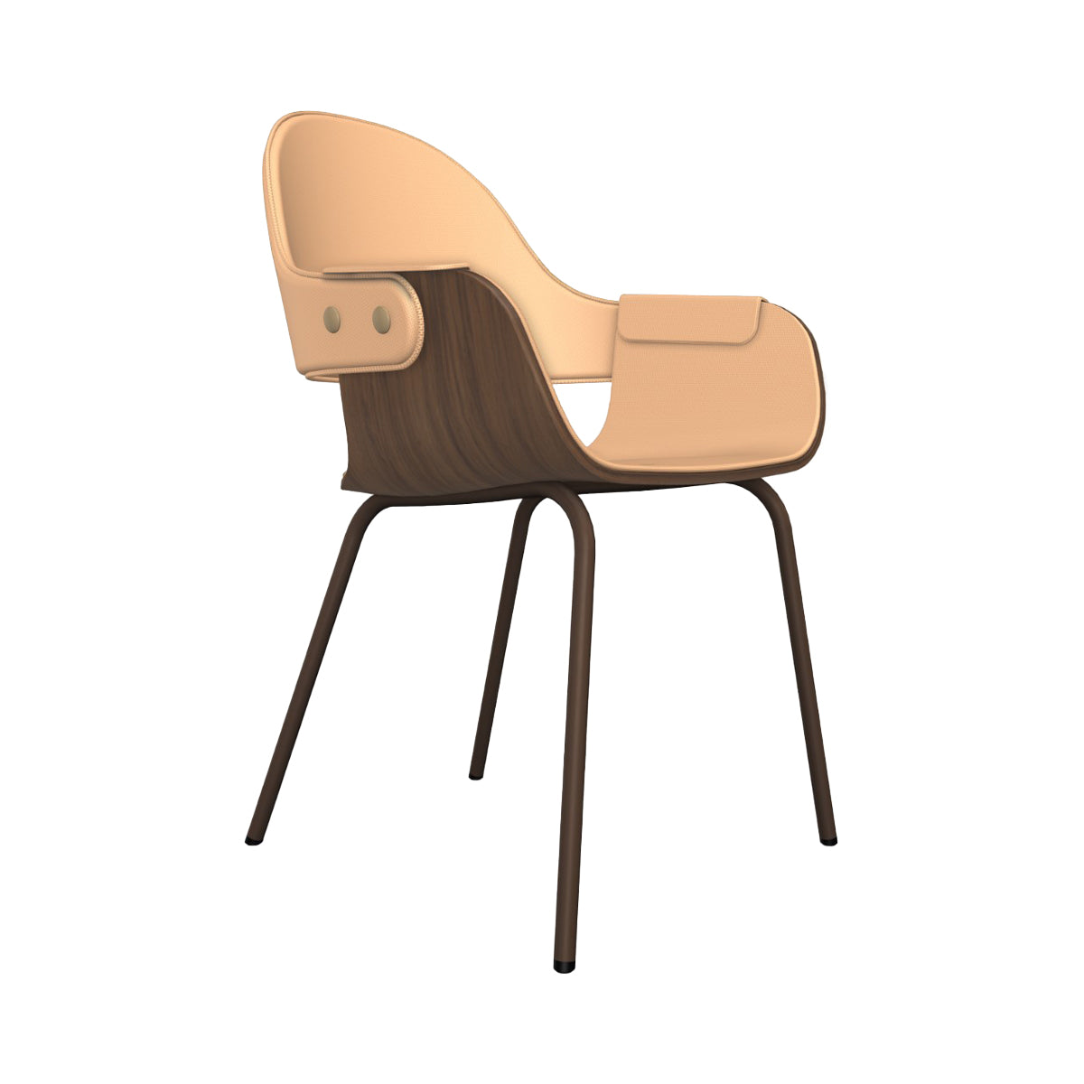 Showtime Nude Chair with Metal Base: Full Upholstered + Walnut + Pale Brown