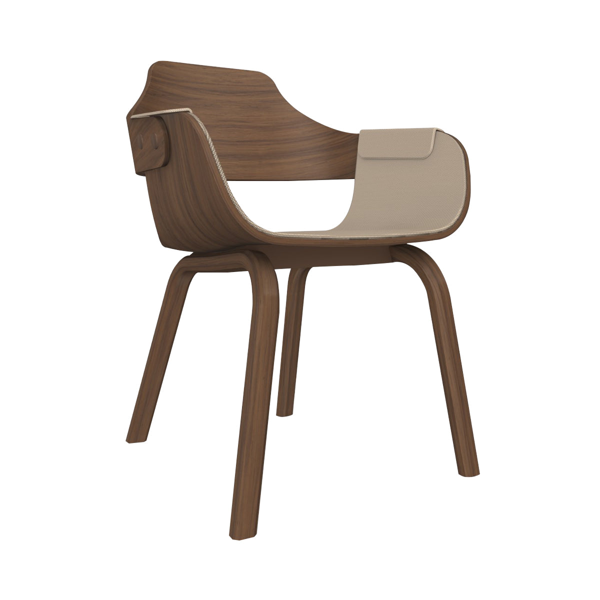 Showtime Chair: Interior Seat + Armrest Upholstered + Walnut Nature Effect