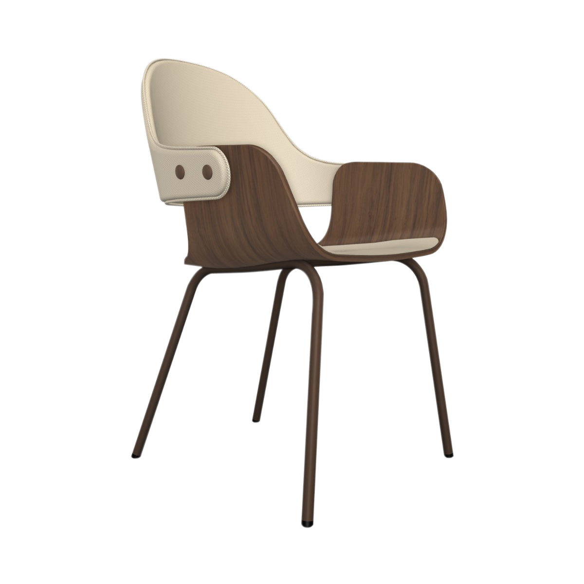 Showtime Nude Chair with Metal Base: Seat + Backrest Upholstered + Walnut Nature Effect + Pale Brown