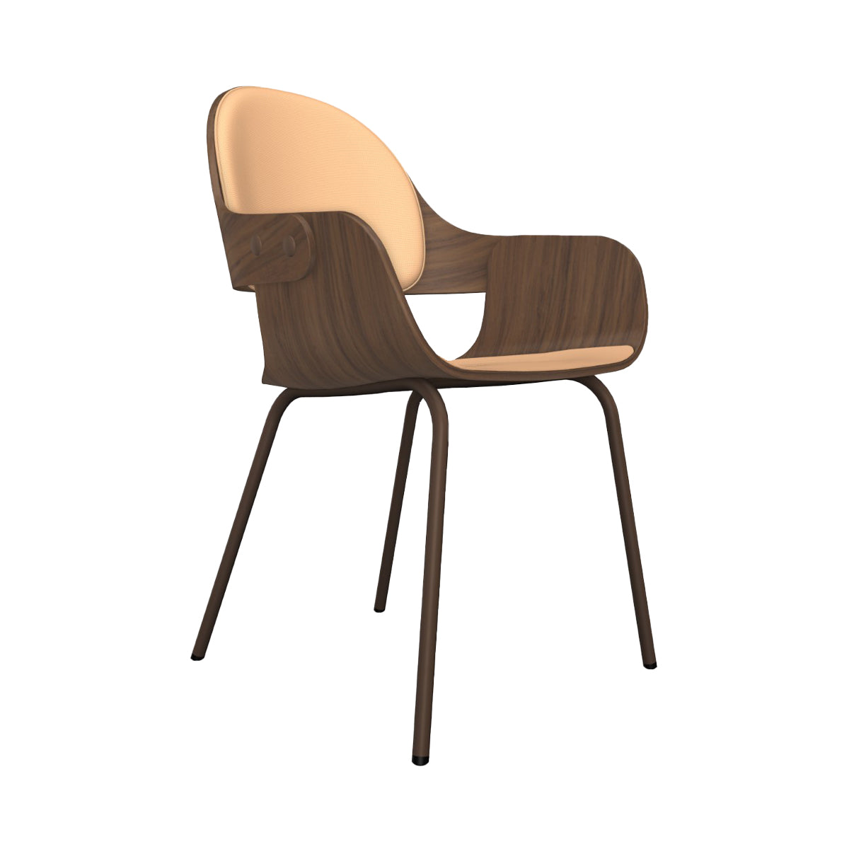 Showtime Nude Chair with Metal Base: Seat + Backrest Cushion + Walnut Nature Effect + Pale Brown