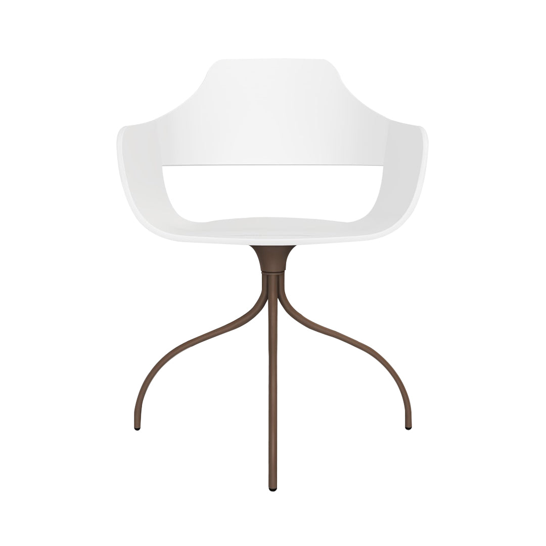 Showtime Chair with Swivel Base: Lacquered White + Pale Brown