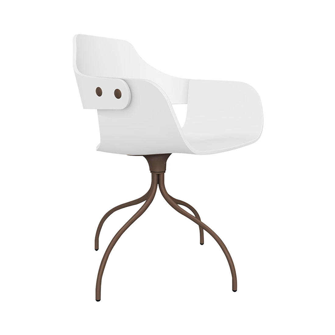 Showtime Chair with Swivel Base: Lacquered White + Pale Brown