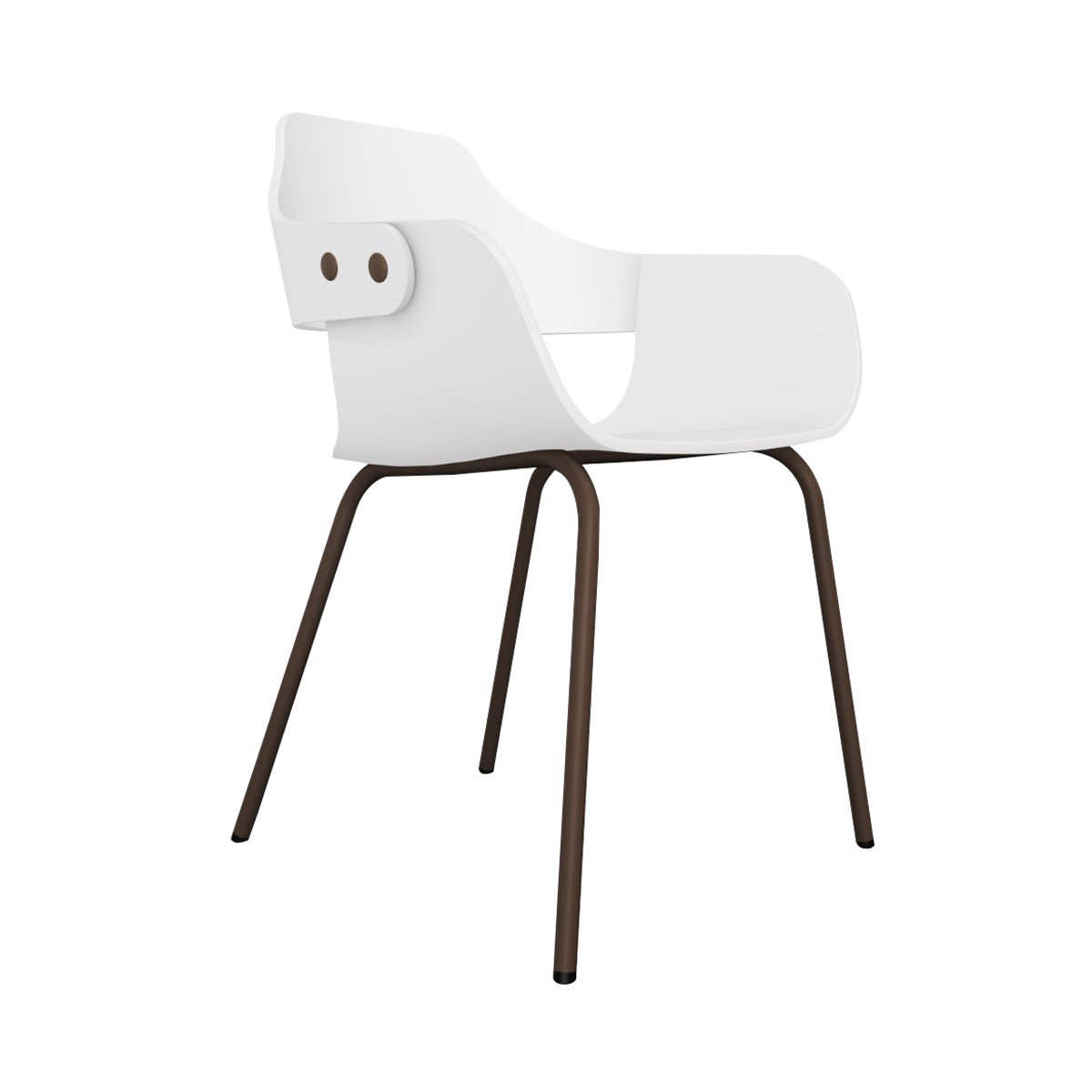 Showtime Chair with Metal Base: Lacquered White + Pale Brown